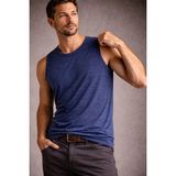 Marsilyan Erkek Flamlı Kumaş Kolsuz Atlet Günlük Fitness Spor T-Shirt - Indigo - İndigo - 2XL
