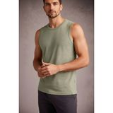 Marsilyan Erkek Flamlı Kumaş Kolsuz Atlet Günlük Fitness Spor T-Shirt - Mint Yeşili