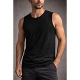 Marsilyan Erkek Flamlı Kumaş Kolsuz Atlet Günlük Fitness Spor T-Shirt - Siyah