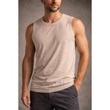 Marsilyan Erkek Flamlı Kumaş Kolsuz Atlet Günlük Fitness Spor T-Shirt - Taş