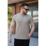 Marsilyan- Erkek Hakim Yakalı Kısa Kollu Pamuklu T-Shirt - Bej - 2XL