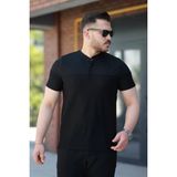 Marsilyan Erkek Hakim Yakalı Kısa Kollu Pamuklu T-Shirt - Siyah