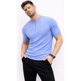 Marsilyan Erkek Kısa Kol Fitilli Triko T-Shirt Yazlık Hakim Yaka Tişört - Bebek Mavisi