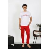 MARSiLYAN- Erkek Kısa Kol Penye Beyaz Pijama Takımı