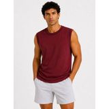 Marsilyan Erkek Kontrast Biyeli Kolsuz Atlet Bisiklet Yaka Yazlık Basic Atlet - Bordo - 2XL
