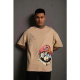 Marsilyan Erkek Mario Baskılı Oversize T-Shirt - Bej