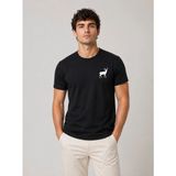 Marsilyan Erkek Minimal Geyik Logolu Tişört Bisiklet Yaka Kısa Kol Yazlık T-Shirt - Siyah