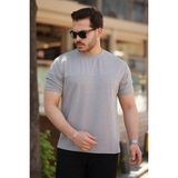 Marsilyan- Erkek Oversize Bisiklet Yaka Kısa Kollu T-Shirt - Gri - 2XL