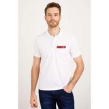 Marsilyan Erkek Pike Polo Yaka Tişört Düğmeli Baskılı T-Shirt - Beyaz - XL