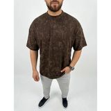 Marsilyan Erkek Premium Tişört Osy Yumuşak Dokulu Yıkamalı Oversize T-Shirt - Kahverengi - XL