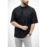 Marsilyan Erkek Premium Tişört Osy Yumuşak Dokulu Yıkamalı Oversize T-Shirt - Siyah - 2XL