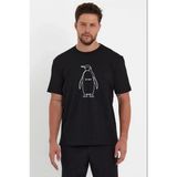 Marsilyan Erkek T-Shirt Nihilist Penguen Baskılı Bisiklet Yaka Kısa Kol Yazlık Tişört - Siyah - 2XL