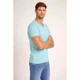 Marsilyan Erkek T-Shirt V Yaka Slim Fit Dar Kesim Likralı Tişört Günlük Basic Body - Turkuvaz - 2XL