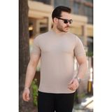 Marsilyan- Erkek Yarım Balıkçı Yaka Kısa Kollu T-Shirt - Bej - 2XL