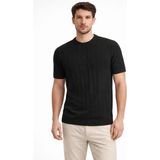Marsilyan Erkek Yazlık Fitilli Triko Tişört Kısa Kol Bisiklet Yaka T-Shirt - Siyah - XL
