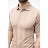 Marsilyan Erkek Yazlık Triko Dokuma Tişört Kısa Kol Polo Yaka T-Shirt - Bej
