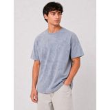 Marsilyan Erkek Yıkamalı Washed Effect Tişört Bisiklet Yaka Sokak Stil Kısa Kol T-Shirt - Gri - XL