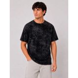 Marsilyan Erkek Yıkamalı Washed Effect Tişört Bisiklet Yaka Sokak Stil Kısa Kol T-Shirt - Siyah