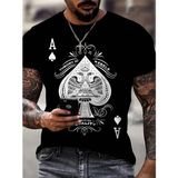 Marsilyan- Erkekkısa Kollu Yuvarlak Yaka Desenli Viskon T-Shirt - Siyah - S - M