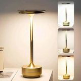 Marsilyan™- Eskitme Gold Kasa Dokunmatik Şarjlı Masa Lambası – 3 Renk Işık Modlu, LED Aydınlatmalı, Modern Dekoratif Abajur - Renkli - standart