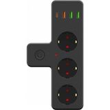 Marsilyan™- Ftr-12 Termal Akım Korumalı Isıya Dayanıklı 3’lü Priz 3x USB 1x Type-C - Renkli