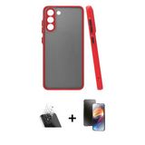 Marsilyan™- Galaxy S21 Fe Kılıf Ahenk Çizgi Serisi - Siyah 3D Antistatik Mat Seramik Nano Ekran Koruyucu + Kamera Lens K