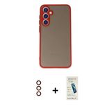 Marsilyan™- Galaxy S23 Kılıf Ahenk Çizgi Serisi - Şeffaf Pasifik Cam Ekran Koruyucu + Metal Kamera Lens - Kı