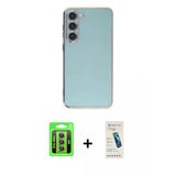 Marsilyan™- Galaxy S23 Kılıf Yankı Serisi - Şeffaf Pasifik Cam Ekran Koruyucu + Raze Metal Kamera Lens - Gı