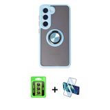 Marsilyan™- Galaxy S23 Kılıf Yörünge Çizgi - Siyah 3D Antistatik Cam Ekran Koruyucu + Raze Metal Kamera Lens - Gı