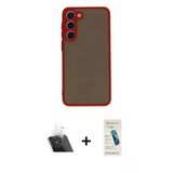 Marsilyan™- Galaxy S23 Plus Kılıf Ahenk Çizgi Serisi - Şeffaf Pasifik Cam Ekran Koruyucu + Kamera Lens Koruma Cam - Sf