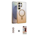 Marsilyan™- Galaxy S23 Ultra Kılıf Ahenk Doku Özel Seri - Siyah Autokit 5İn1 Fiber Hayalet Cam Ekran Koruyucu + Metal Ka