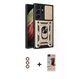 Marsilyan™- Galaxy S23 Ultra Kılıf Ahenk Klasik - Siyah Autokit 5İn1 Fiber Hayalet Cam Ekran Koruyucu + Metal Kamera Len