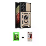 Marsilyan™- Galaxy S23 Ultra Kılıf Ahenk Klasik - Siyah Autokit 5İn1 Fiber Hayalet Cam Ekran Koruyucu + Raze Metal Kamer