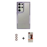 Marsilyan™- Galaxy S23 Ultra Kılıf Akış Çizgi Koleksiyonu - Siyah Autokit 5İn1 Fiber Hayalet Cam Ekran Koruyucu + Metal