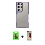 Marsilyan™- Galaxy S23 Ultra Kılıf Akış Çizgi Koleksiyonu - Siyah Autokit 5İn1 Fiber Hayalet Cam Ekran Koruyucu + Raze M