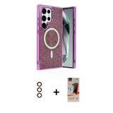 Marsilyan™- Galaxy S23 Ultra Kılıf Eksen Çizgi - Siyah Autokit 5İn1 Fiber Hayalet Cam Ekran Koruyucu + Metal Kamera Lens
