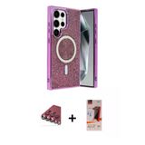 Marsilyan™- Galaxy S23 Ultra Kılıf Eksen Çizgi - Siyah Autokit 5İn1 Fiber Hayalet Cam Ekran Koruyucu + Valdez Metal Kame