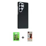 Marsilyan™- Galaxy S23 Ultra Kılıf Kozmos Klasik Prime - Siyah Autokit 5İn1 Fiber Hayalet Cam Ekran Koruyucu + Raze Meta
