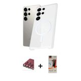 Marsilyan™- Galaxy S23 Ultra Kılıf Kutup Minimal - Siyah Autokit 5İn1 Fiber Hayalet Cam Ekran Koruyucu + Valdez Metal Ka
