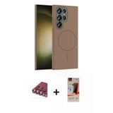Marsilyan™- Galaxy S23 Ultra Kılıf Siluet Doku Özel Seri - Siyah Autokit 5İn1 Fiber Hayalet Cam Ekran Koruyucu + Valdez