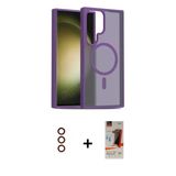 Marsilyan™- Galaxy S23 Ultra Kılıf Siluet Minimal Prime - Siyah Autokit 5İn1 Fiber Hayalet Cam Ekran Koruyucu + Metal Ka