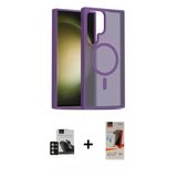 Marsilyan™- Galaxy S23 Ultra Kılıf Siluet Minimal Prime - Siyah Autokit 5İn1 Fiber Hayalet Cam Ekran Koruyucu + Pvd Meta