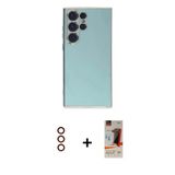 Marsilyan™- Galaxy S23 Ultra Kılıf Yankı Serisi - Siyah Autokit 5İn1 Fiber Hayalet Cam Ekran Koruyucu + Metal Kamera Len
