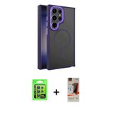 Marsilyan™- Galaxy S23 Ultra Kılıf Yörünge Klasik - Siyah Autokit 5İn1 Fiber Hayalet Cam Ekran Koruyucu + Raze Metal Kam