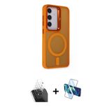 Marsilyan™- Galaxy S24 Plus Kılıf Akış Form - Siyah 3D Antistatik Seramik Nano Ekran Koruyucu + Kamera Lens Koruma Cam -