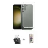 Marsilyan™- Galaxy S24 Plus Kılıf Zirve Doku - Siyah Bilvis 3D Cam Ekran Koruyucu + Kamera Lens Koruma Cam - Sf