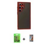 Marsilyan™- Galaxy S24 Ultra Kılıf Ahenk Çizgi Serisi - Siyah Autokit 5İn1 Fiber Hayalet Polymer Nano Ekran Koruyucu + R