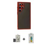 Marsilyan™- Galaxy S24 Ultra Kılıf Ahenk Çizgi Serisi - Siyah Polymer Nano Ekran Koruyucu + Bilvis Titan Kamera Lens - D