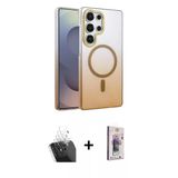 Marsilyan™- Galaxy S24 Ultra Kılıf Ahenk Doku Özel Seri - Siyah Bilvis 3D Cam Ekran Koruyucu + Kamera Lens Koruma Cam -