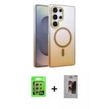 Marsilyan™- Galaxy S24 Ultra Kılıf Ahenk Doku Özel Seri - Siyah Bilvis Hayalet Cam Ekran Koruyucu + Raze Metal Kamera Le